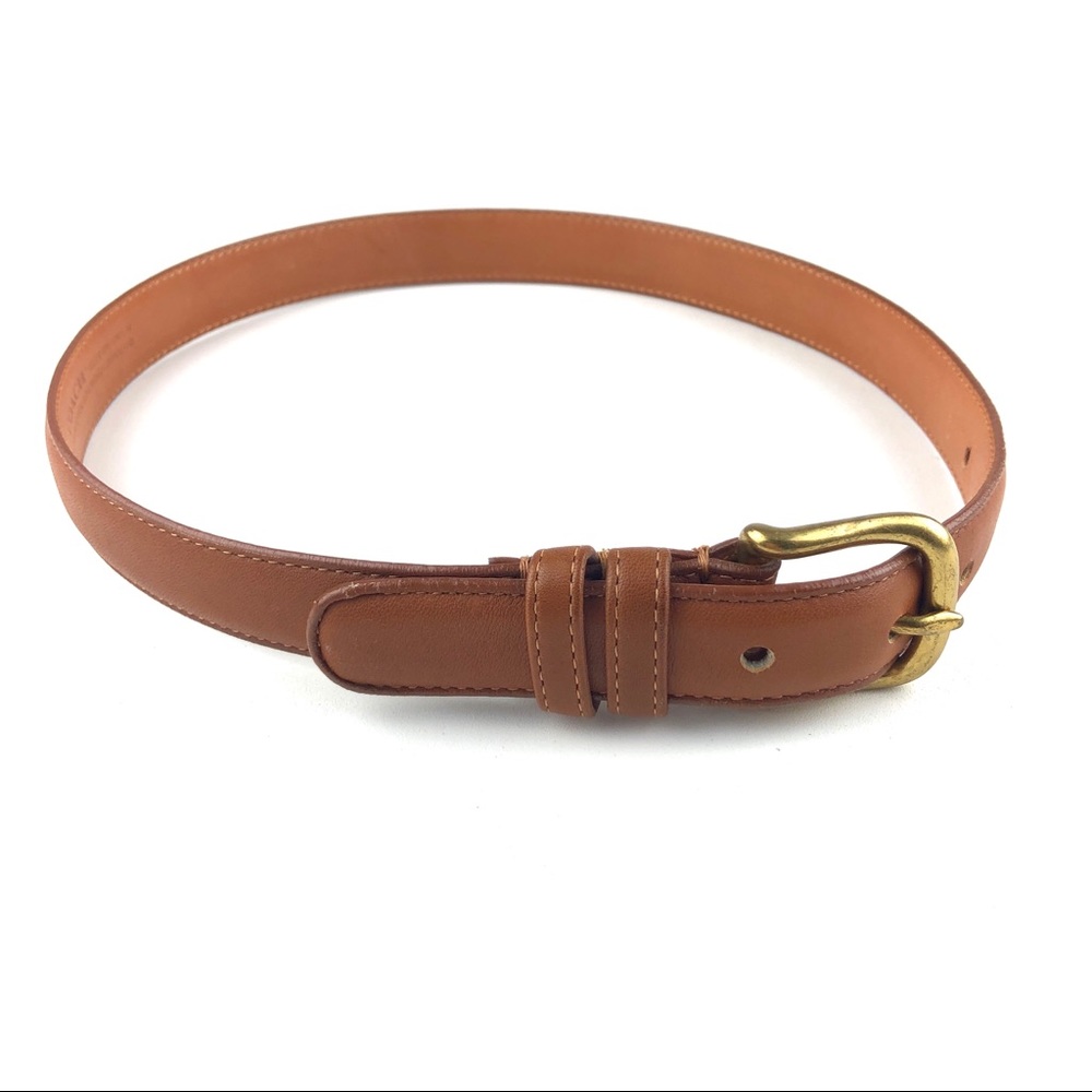 COACH Women’s Tan Leather Belt Gold Buckle 26”